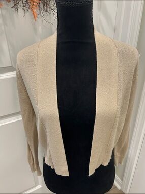 Calvin Klein Shimmer Gold Open-Front Lightweight Cardigan Small